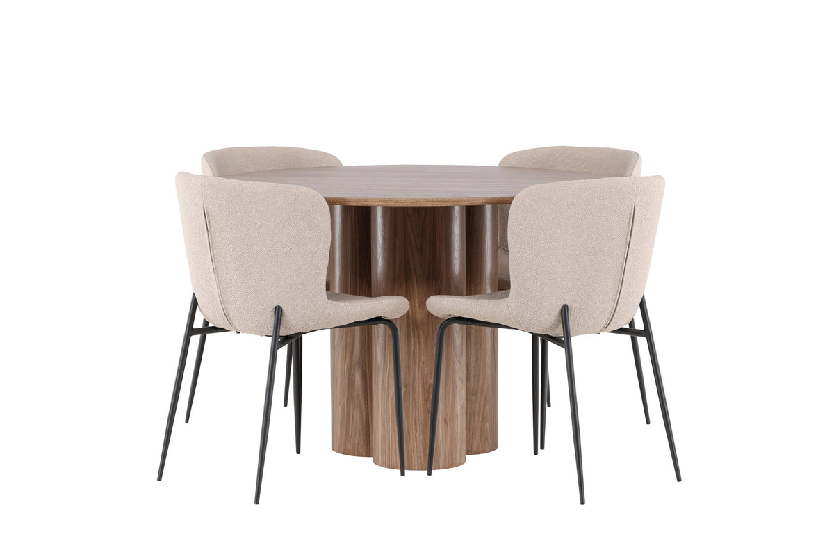 Olivia Esstisch mit Modesto Stühlen in Beige präsentiert im Onlineshop von KAQTU Design AG. Esszimmerset ist von Venture Home