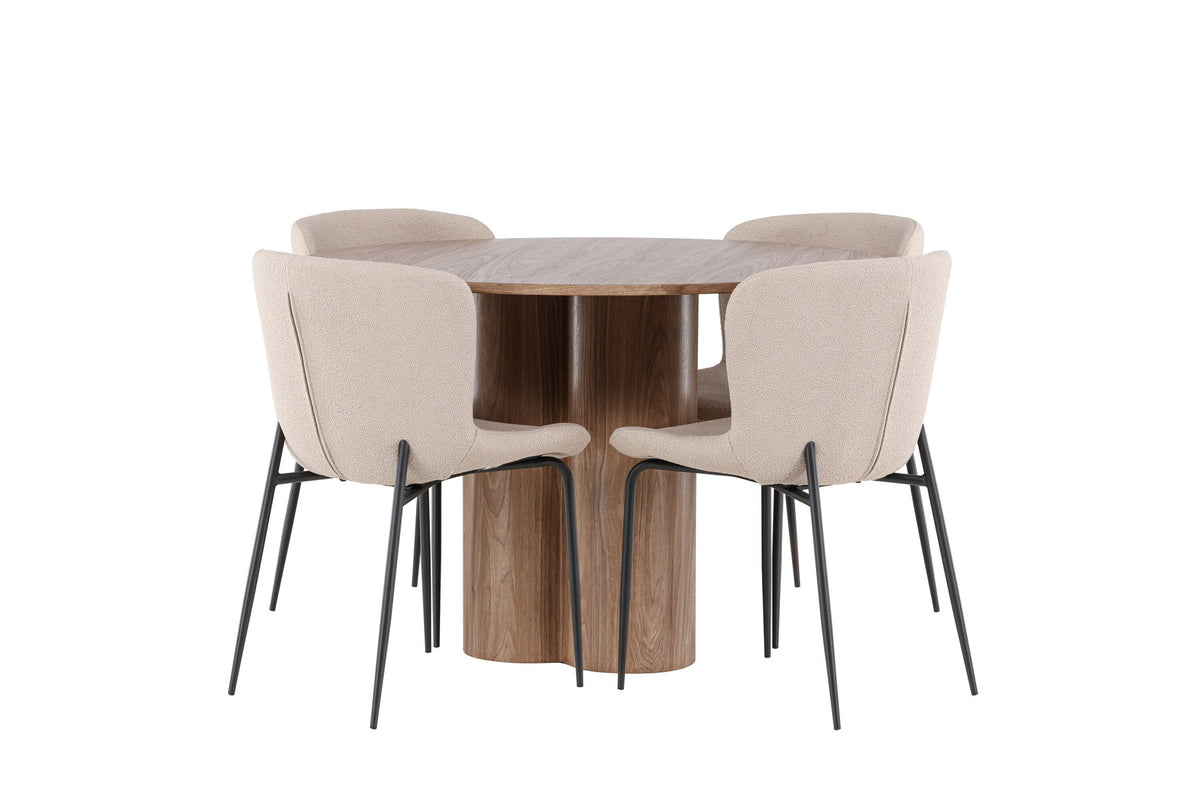Olivia Esstisch mit Modesto Stühlen in Beige präsentiert im Onlineshop von KAQTU Design AG. Esszimmerset ist von Venture Home