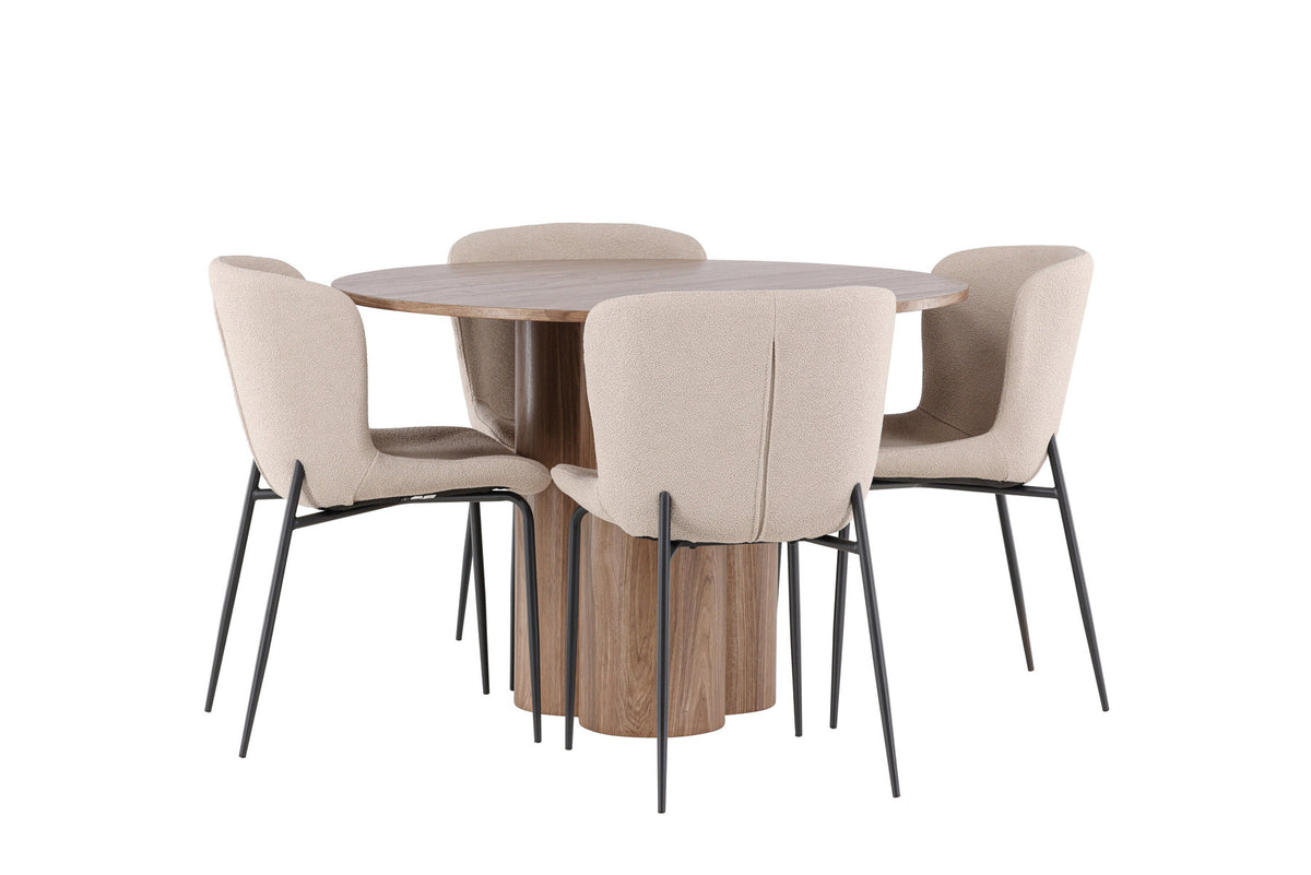 Olivia Esstisch mit Modesto Stühlen in Beige präsentiert im Onlineshop von KAQTU Design AG. Esszimmerset ist von Venture Home
