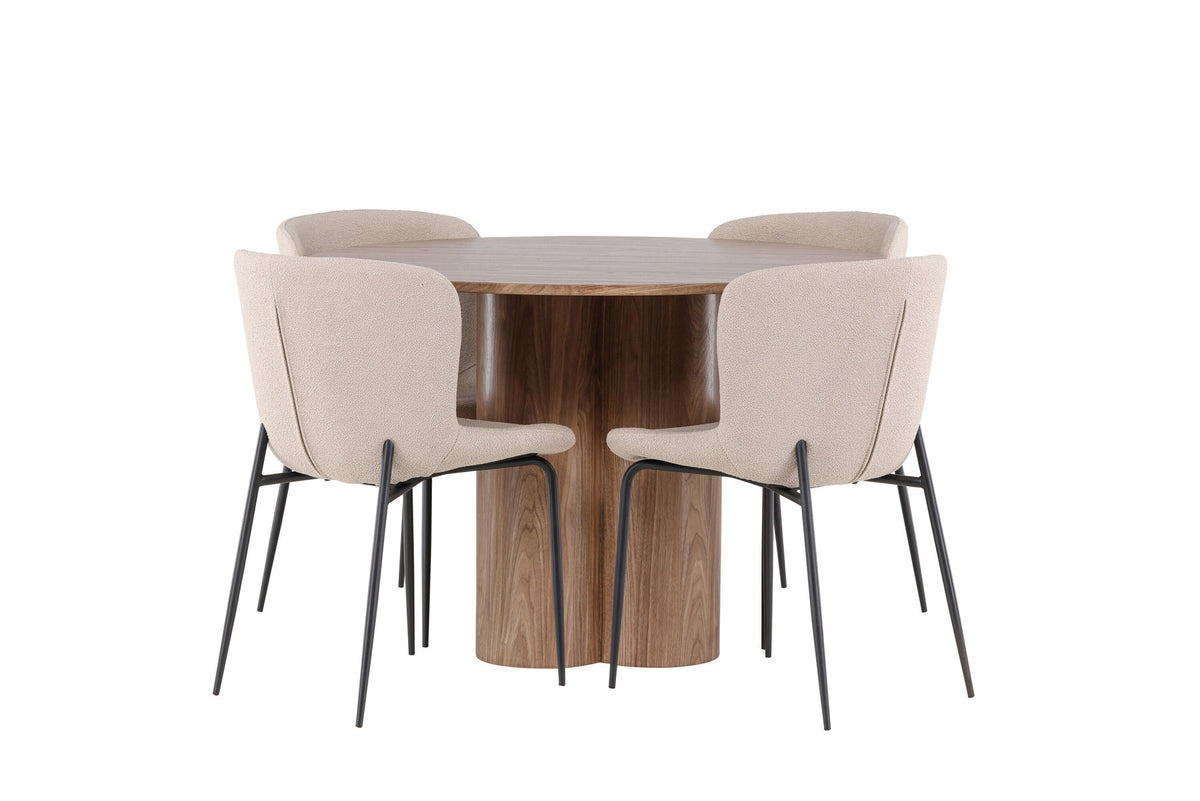 Olivia Esstisch mit Modesto Stühlen in Beige präsentiert im Onlineshop von KAQTU Design AG. Esszimmerset ist von Venture Home