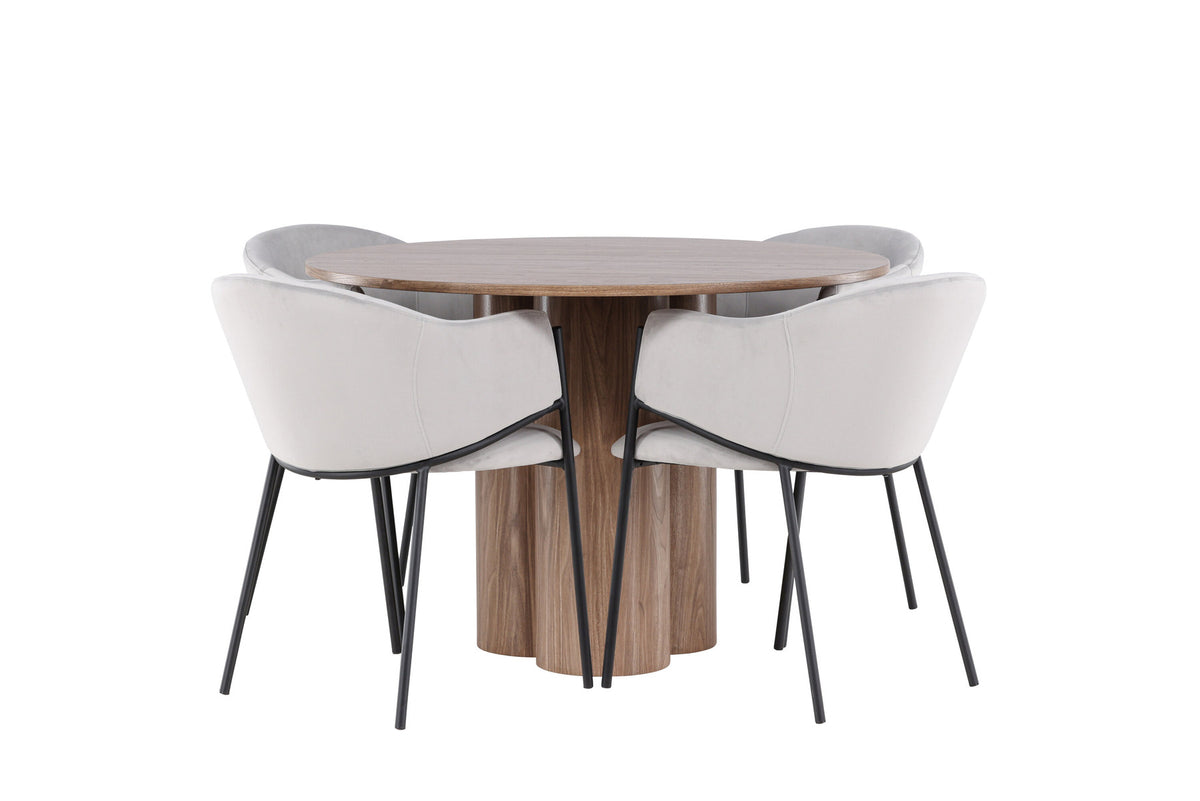 Olivia Esstisch mit Evelina Stühlen in Grau präsentiert im Onlineshop von KAQTU Design AG. Esszimmerset ist von Venture Home
