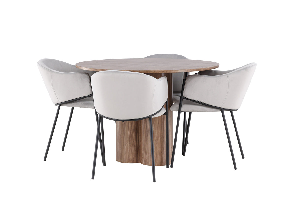 Olivia Esstisch mit Evelina Stühlen in Grau präsentiert im Onlineshop von KAQTU Design AG. Esszimmerset ist von Venture Home
