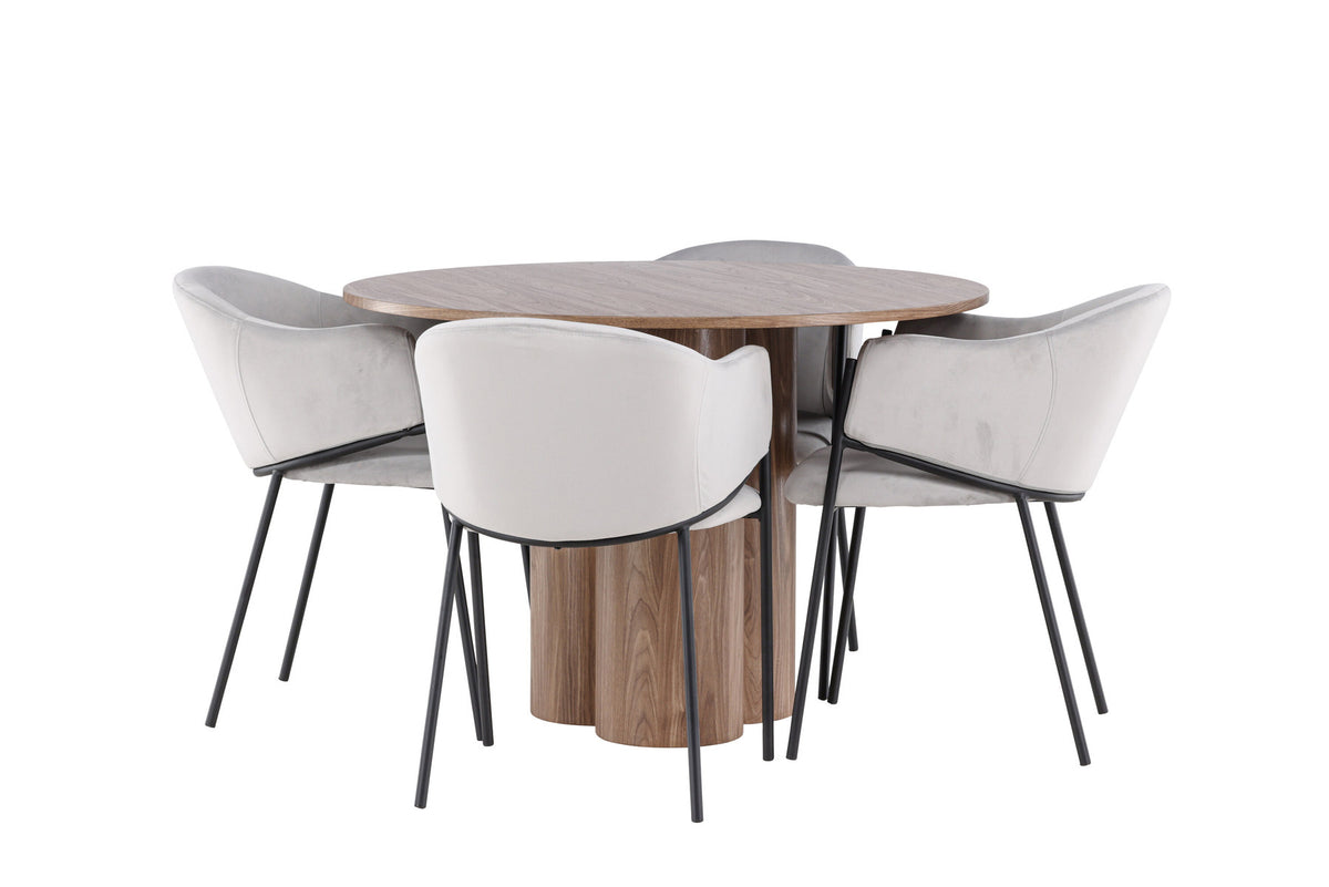 Olivia Esstisch mit Evelina Stühlen in Grau präsentiert im Onlineshop von KAQTU Design AG. Esszimmerset ist von Venture Home