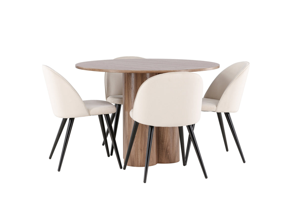 Olivia Esstisch mit Velvet Stühlen in Beige präsentiert im Onlineshop von KAQTU Design AG. Esszimmerset ist von Venture Home