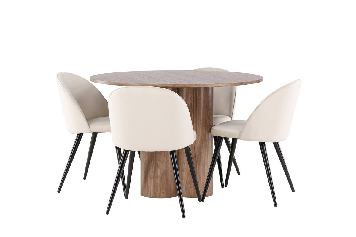 Olivia Esstisch mit Velvet Stühlen in Beige präsentiert im Onlineshop von KAQTU Design AG. Esszimmerset ist von Venture Home