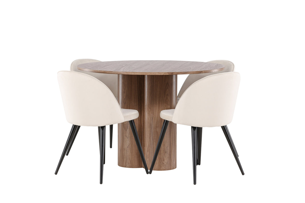 Olivia Esstisch mit Velvet Stühlen in Beige präsentiert im Onlineshop von KAQTU Design AG. Esszimmerset ist von Venture Home