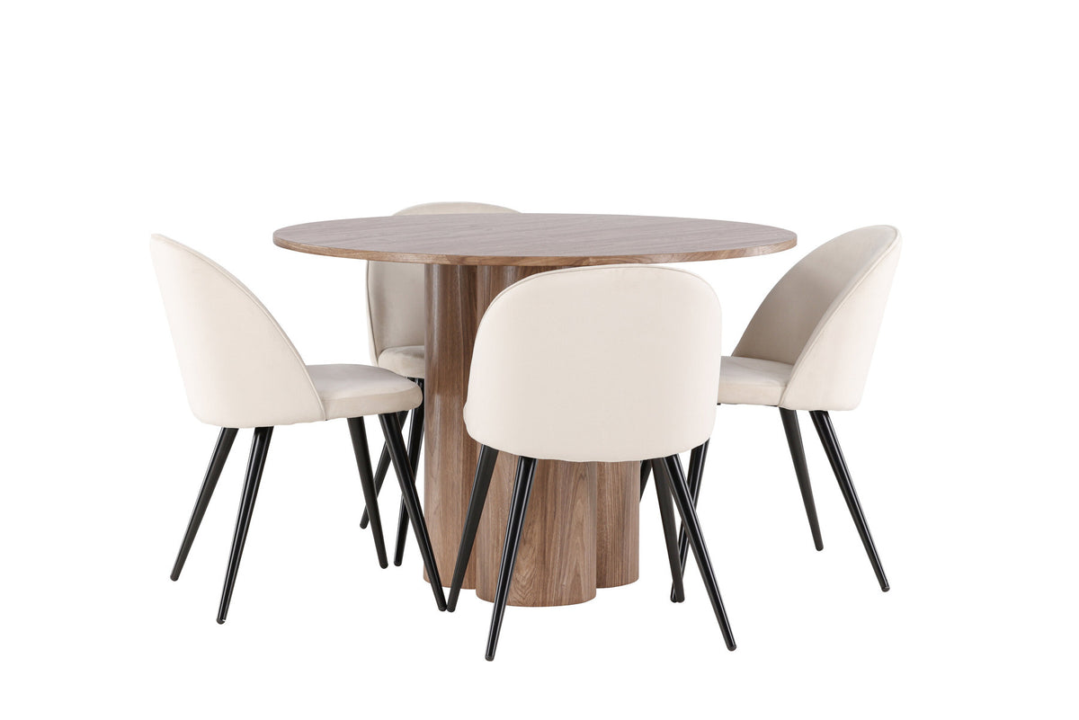 Olivia Esstisch mit Velvet Stühlen in Beige präsentiert im Onlineshop von KAQTU Design AG. Esszimmerset ist von Venture Home