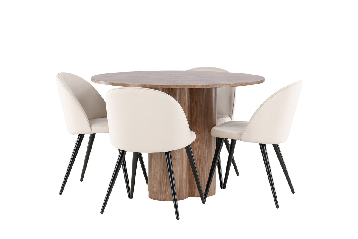 Olivia Esstisch mit Velvet Stühlen in Beige präsentiert im Onlineshop von KAQTU Design AG. Esszimmerset ist von Venture Home