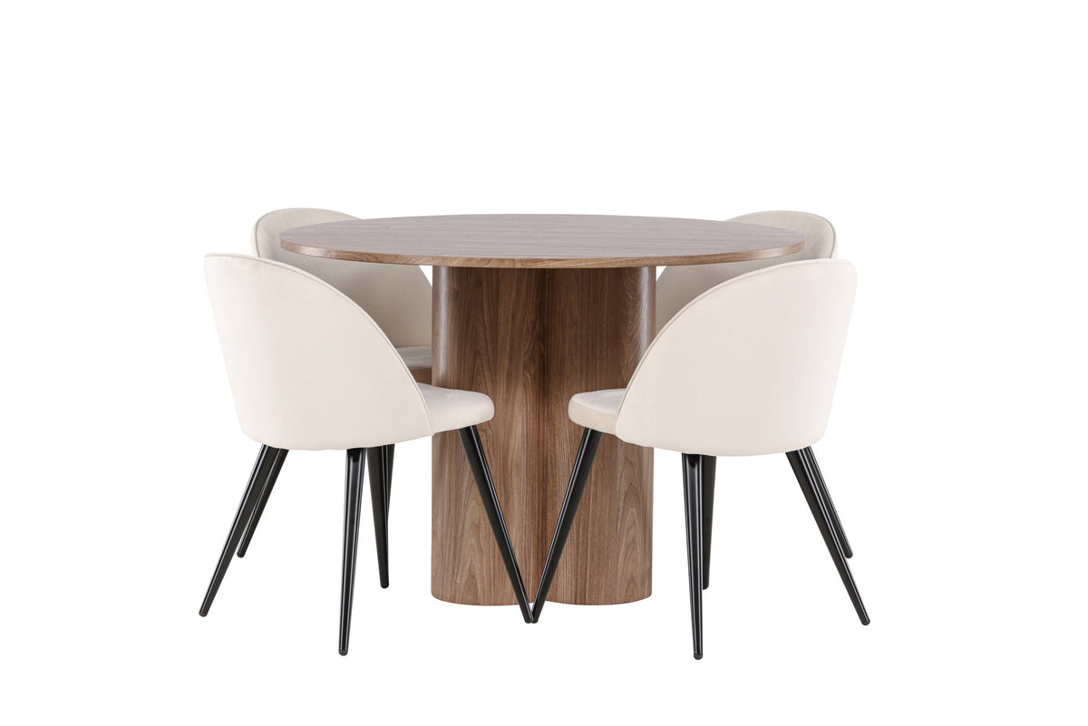 Olivia Esstisch mit Velvet Stühlen in Beige präsentiert im Onlineshop von KAQTU Design AG. Esszimmerset ist von Venture Home