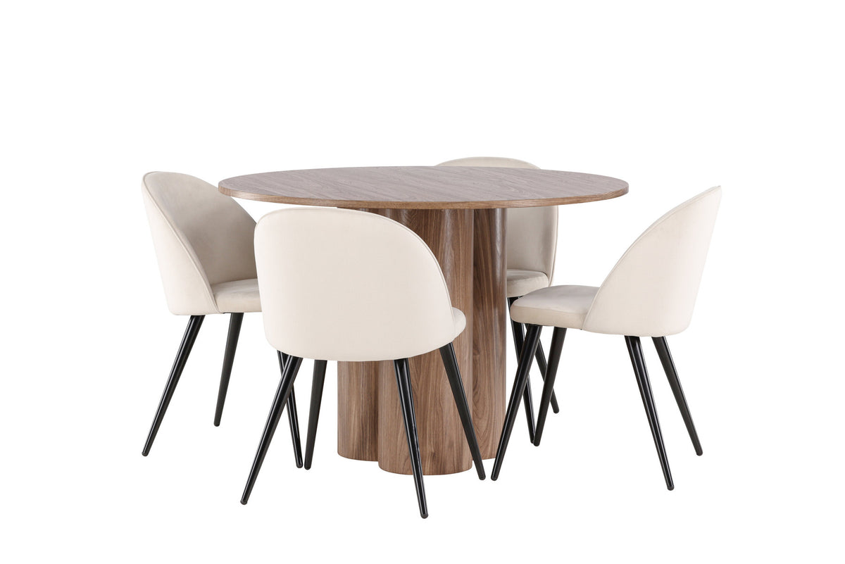 Olivia Esstisch mit Velvet Stühlen in Beige präsentiert im Onlineshop von KAQTU Design AG. Esszimmerset ist von Venture Home