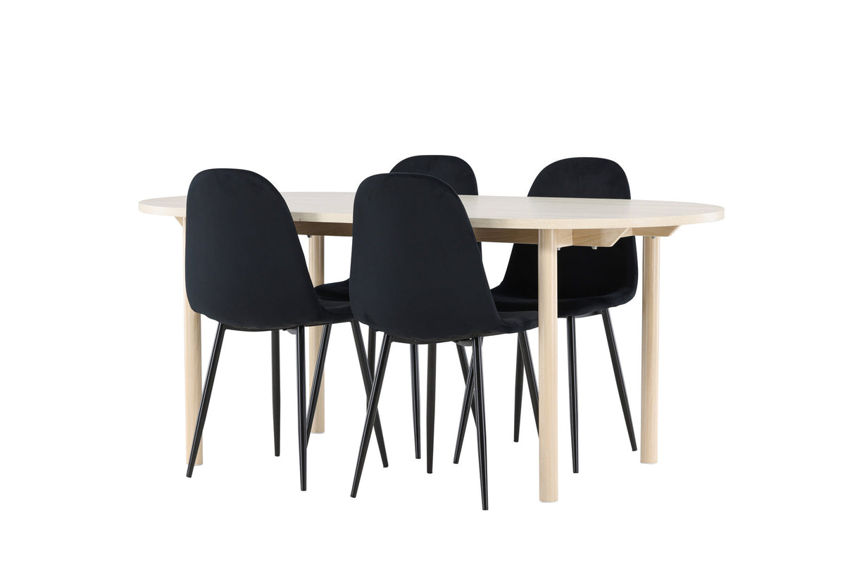 Andy Esstisch mit Polar Stühlen in Schwarz präsentiert im Onlineshop von KAQTU Design AG. Esszimmerset ist von Venture Home