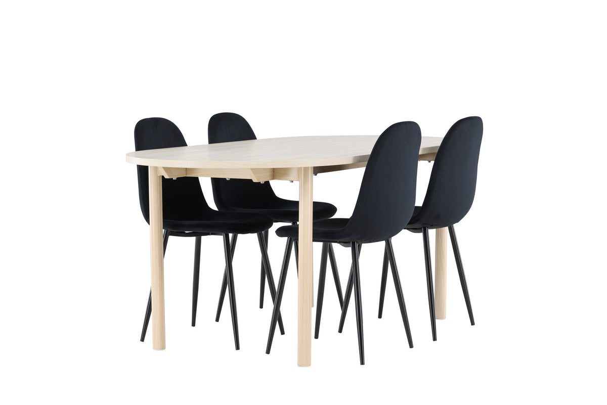 Andy Esstisch mit Polar Stühlen in Schwarz präsentiert im Onlineshop von KAQTU Design AG. Esszimmerset ist von Venture Home