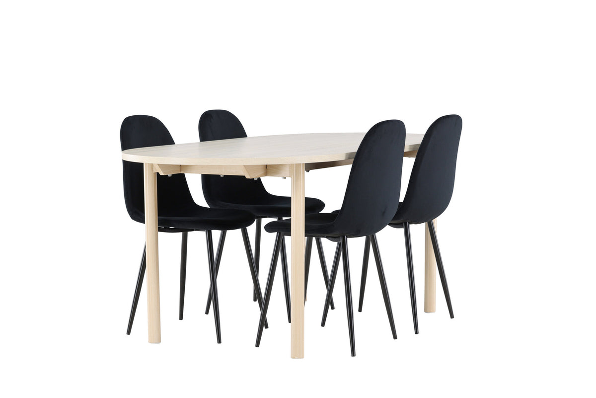 Andy Esstisch mit Polar Stühlen in Schwarz präsentiert im Onlineshop von KAQTU Design AG. Esszimmerset ist von Venture Home