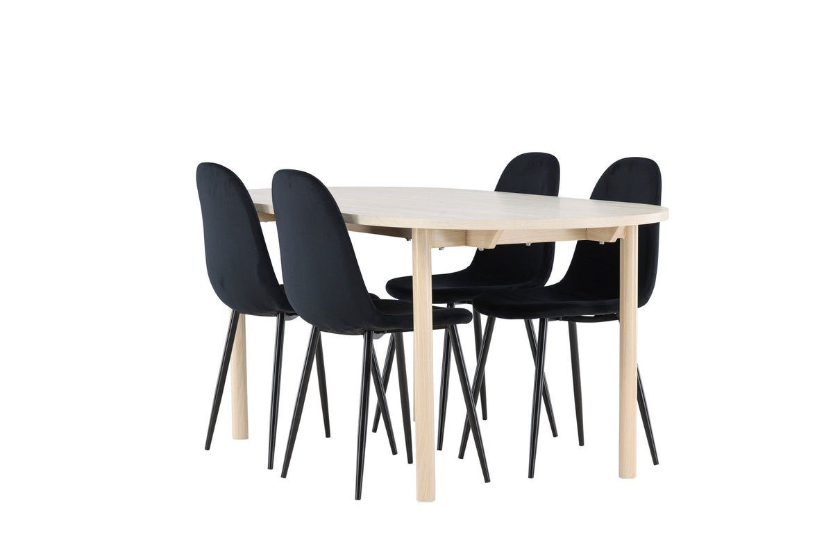 Andy Esstisch mit Polar Stühlen in Schwarz präsentiert im Onlineshop von KAQTU Design AG. Esszimmerset ist von Venture Home