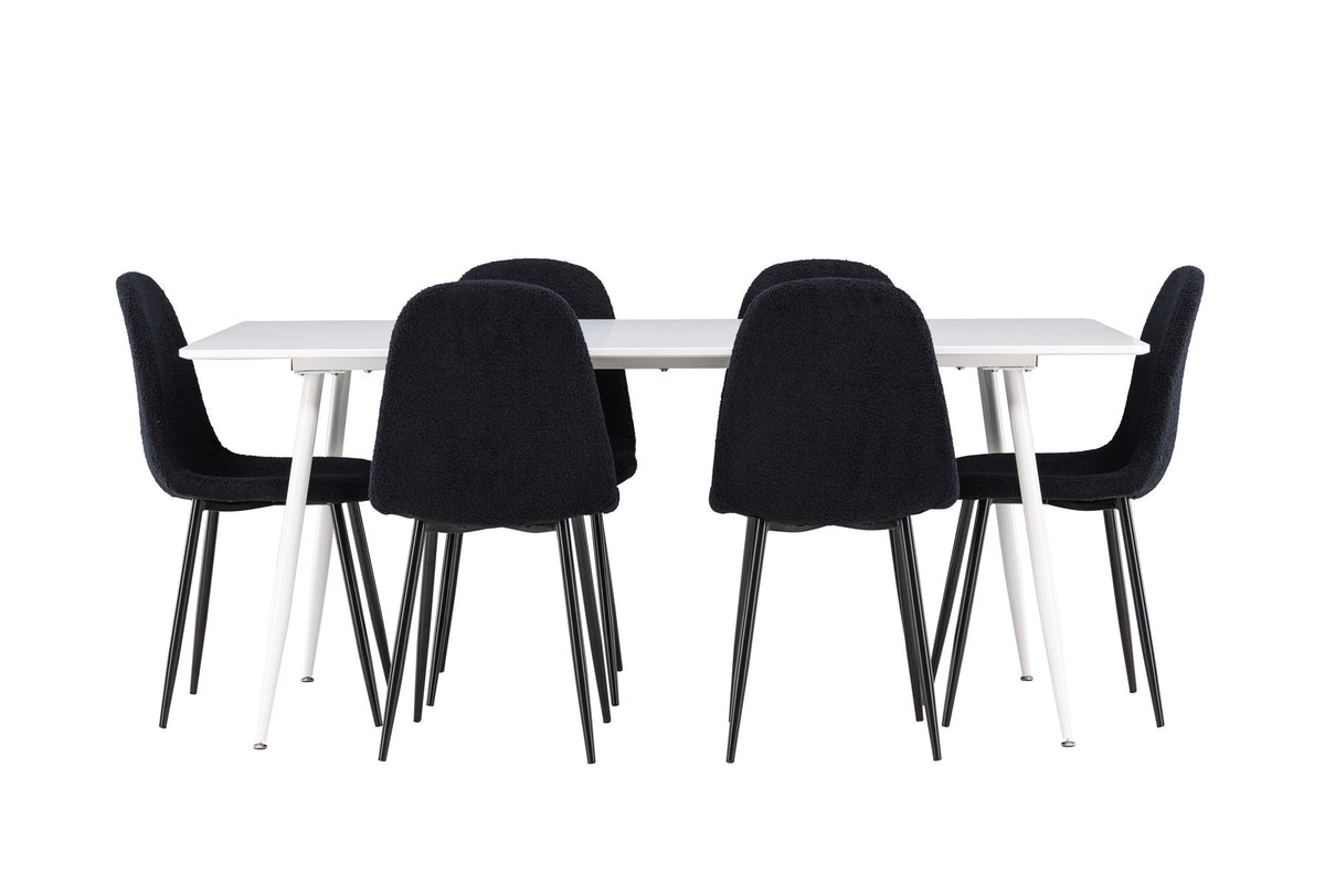 Silar Esstisch mit Polar Stühlen in Schwarz präsentiert im Onlineshop von KAQTU Design AG. Esszimmerset ist von Venture Home