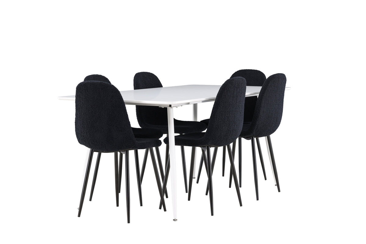 Silar Esstisch mit Polar Stühlen in Schwarz präsentiert im Onlineshop von KAQTU Design AG. Esszimmerset ist von Venture Home