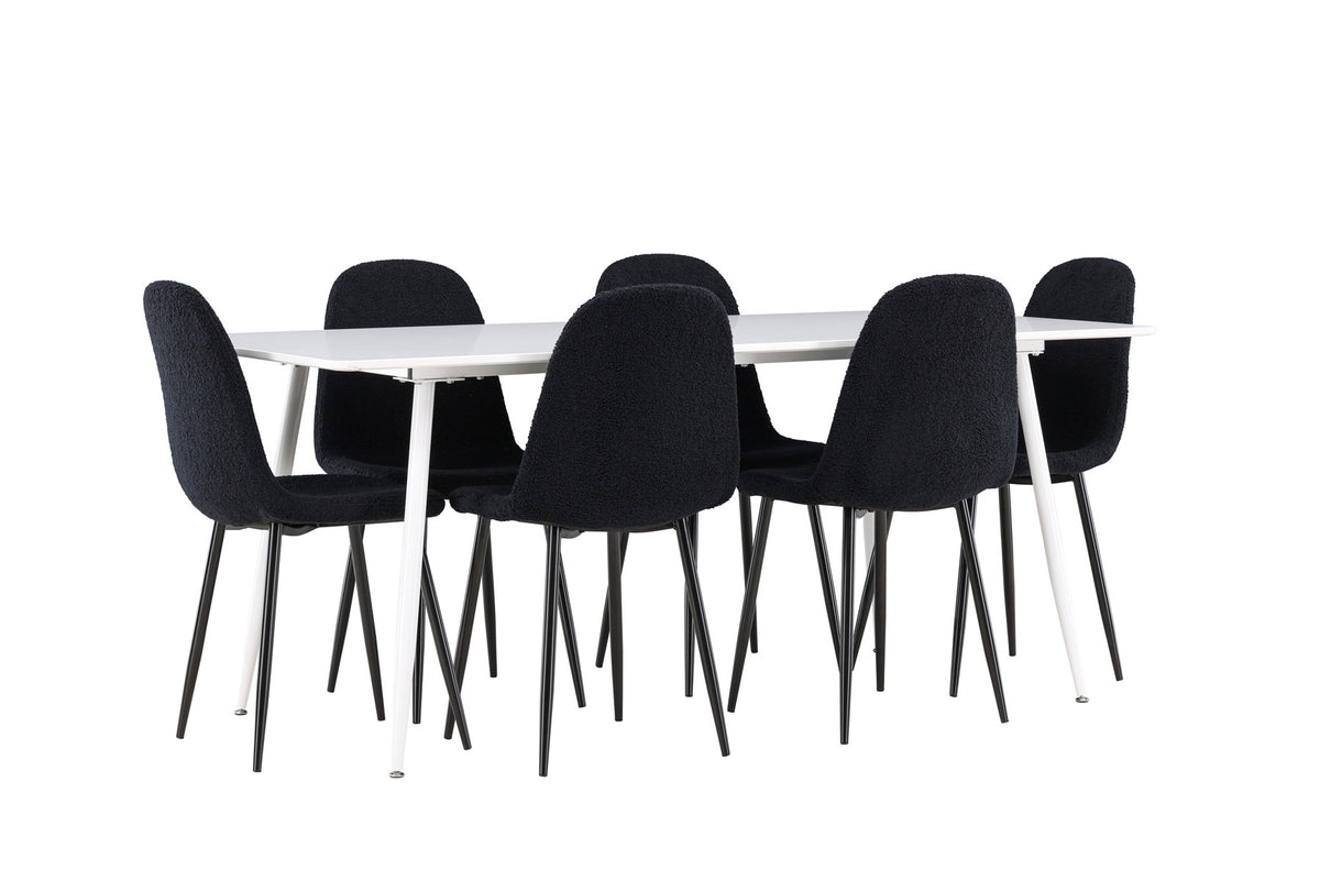 Silar Esstisch mit Polar Stühlen in Schwarz präsentiert im Onlineshop von KAQTU Design AG. Esszimmerset ist von Venture Home