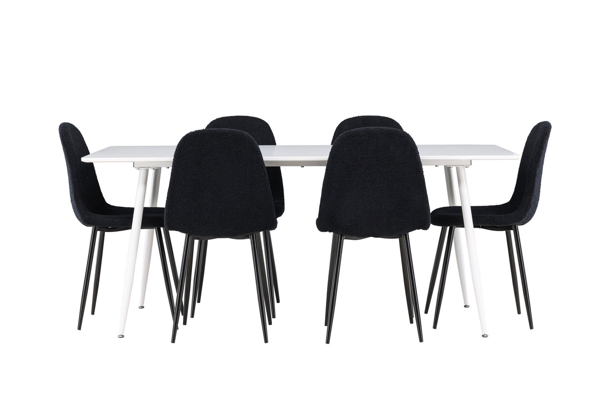 Silar Esstisch mit Polar Stühlen in Schwarz präsentiert im Onlineshop von KAQTU Design AG. Esszimmerset ist von Venture Home