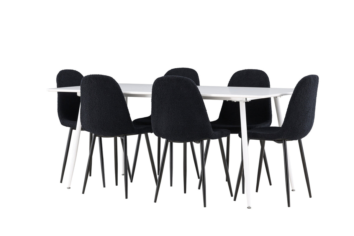 Silar Esstisch mit Polar Stühlen in Schwarz präsentiert im Onlineshop von KAQTU Design AG. Esszimmerset ist von Venture Home