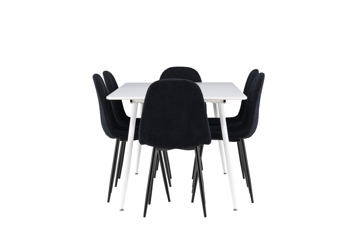 Silar Esstisch mit Polar Stühlen in Schwarz präsentiert im Onlineshop von KAQTU Design AG. Esszimmerset ist von Venture Home