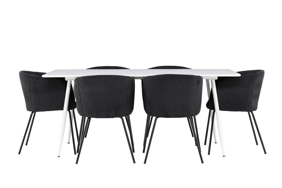 Silar Esstisch mit Stühlen von Berit in Schwarz präsentiert im Onlineshop von KAQTU Design AG. Esszimmerset ist von Venture Home