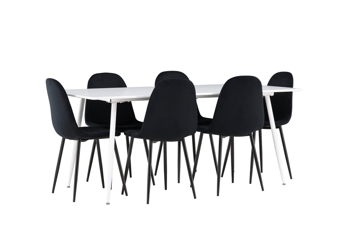Silar Esstisch mit Polar Stühlen in Schwarz präsentiert im Onlineshop von KAQTU Design AG. Esszimmerset ist von Venture Home