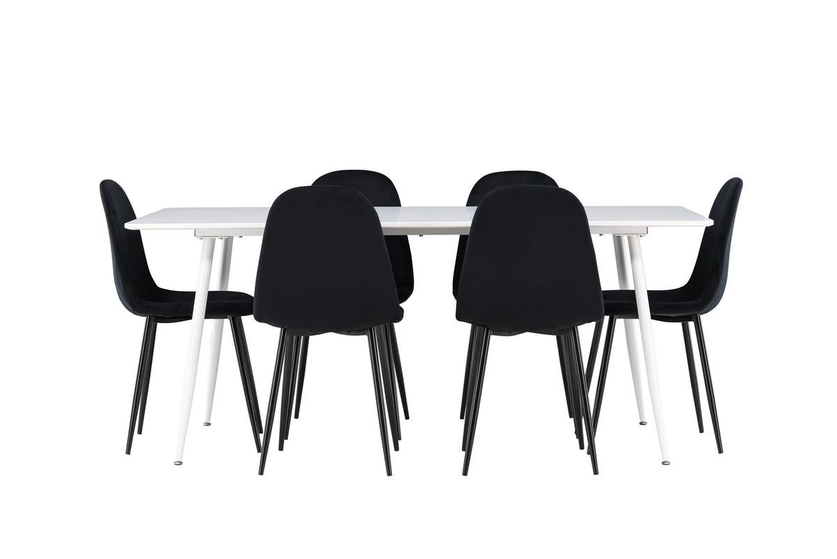 Silar Esstisch mit Polar Stühlen in Schwarz präsentiert im Onlineshop von KAQTU Design AG. Esszimmerset ist von Venture Home