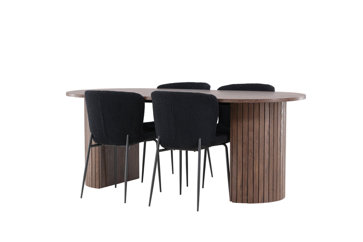 Härön Esstisch mit Modesto Stühlen in Schwarz präsentiert im Onlineshop von KAQTU Design AG. Esszimmerset ist von Venture Home