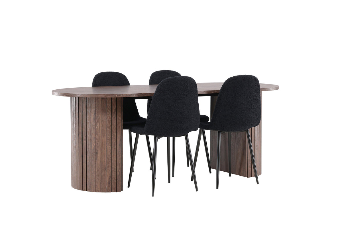 Härön Esstisch mit Polar Stühlen in Schwarz präsentiert im Onlineshop von KAQTU Design AG. Esszimmerset ist von Venture Home