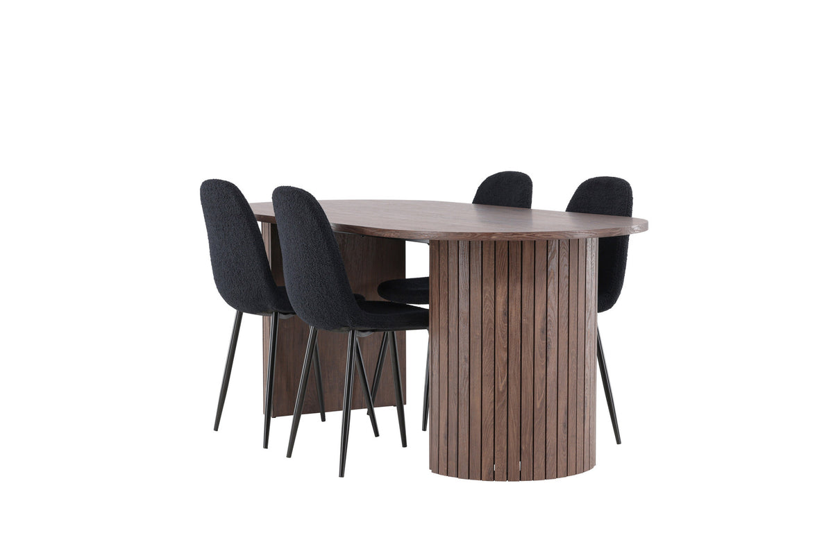 Härön Esstisch mit Polar Stühlen in Schwarz präsentiert im Onlineshop von KAQTU Design AG. Esszimmerset ist von Venture Home