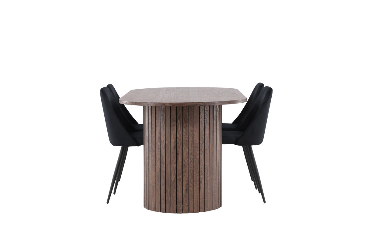 Härön Esstisch mit Night Stühlen in Schwarz präsentiert im Onlineshop von KAQTU Design AG. Esszimmerset ist von Venture Home