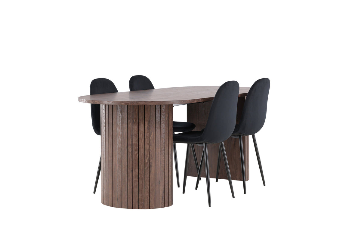 Härön Esstisch mit Polar Stühlen in Schwarz präsentiert im Onlineshop von KAQTU Design AG. Esszimmerset ist von Venture Home
