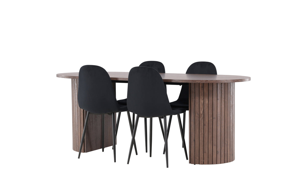 Härön Esstisch mit Polar Stühlen in Schwarz präsentiert im Onlineshop von KAQTU Design AG. Esszimmerset ist von Venture Home