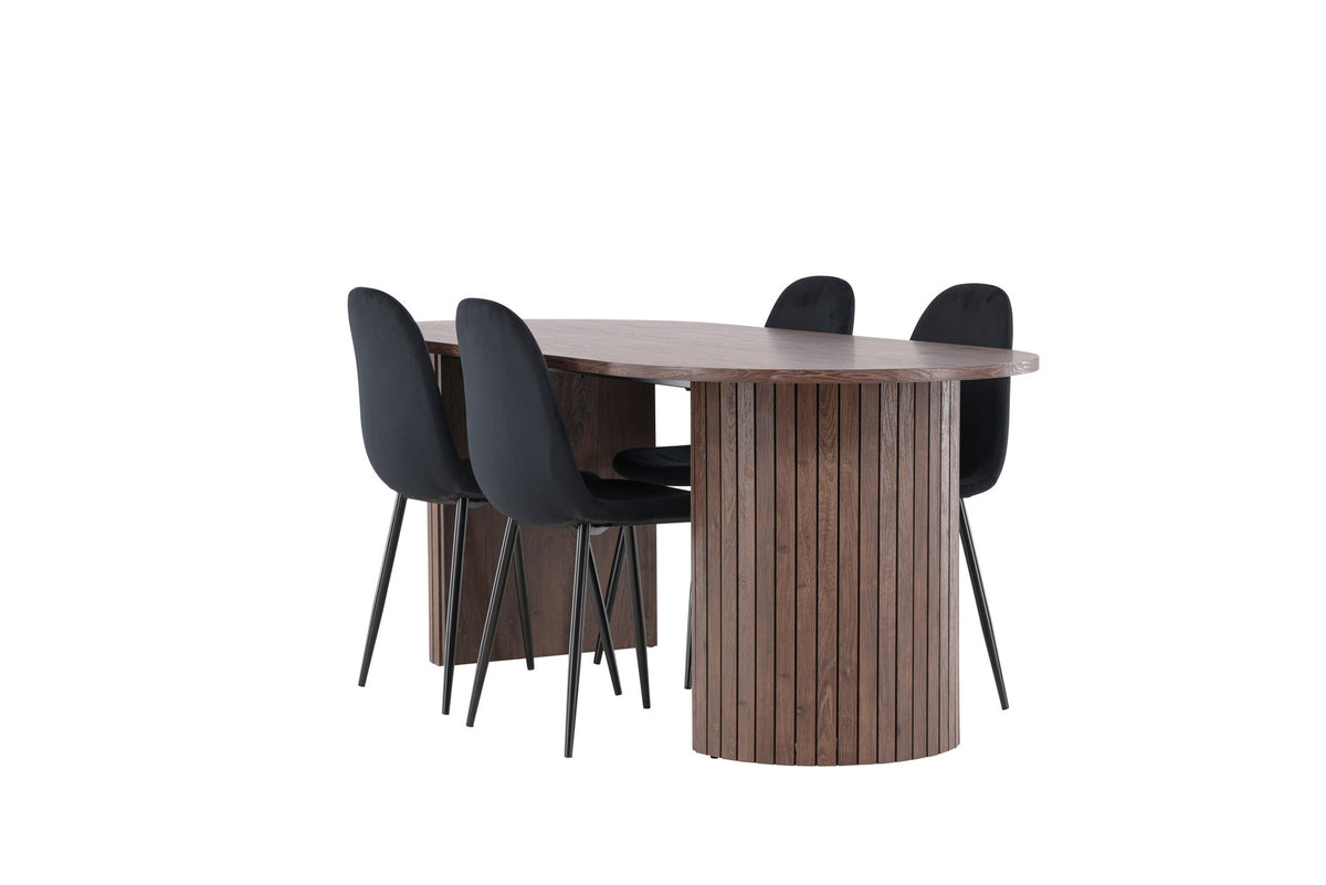 Härön Esstisch mit Polar Stühlen in Schwarz präsentiert im Onlineshop von KAQTU Design AG. Esszimmerset ist von Venture Home