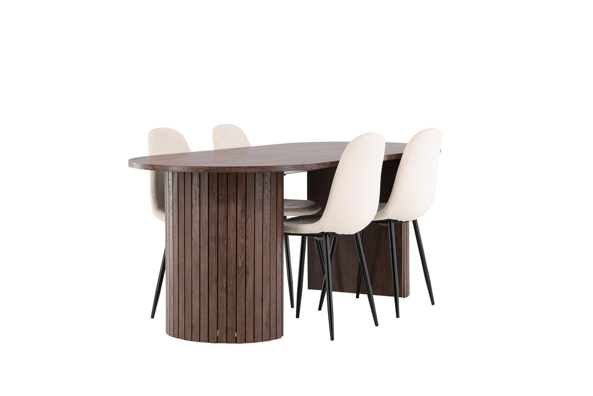 Härön Esstisch mit Polar Stühlen in Beige präsentiert im Onlineshop von KAQTU Design AG. Esszimmerset ist von Venture Home