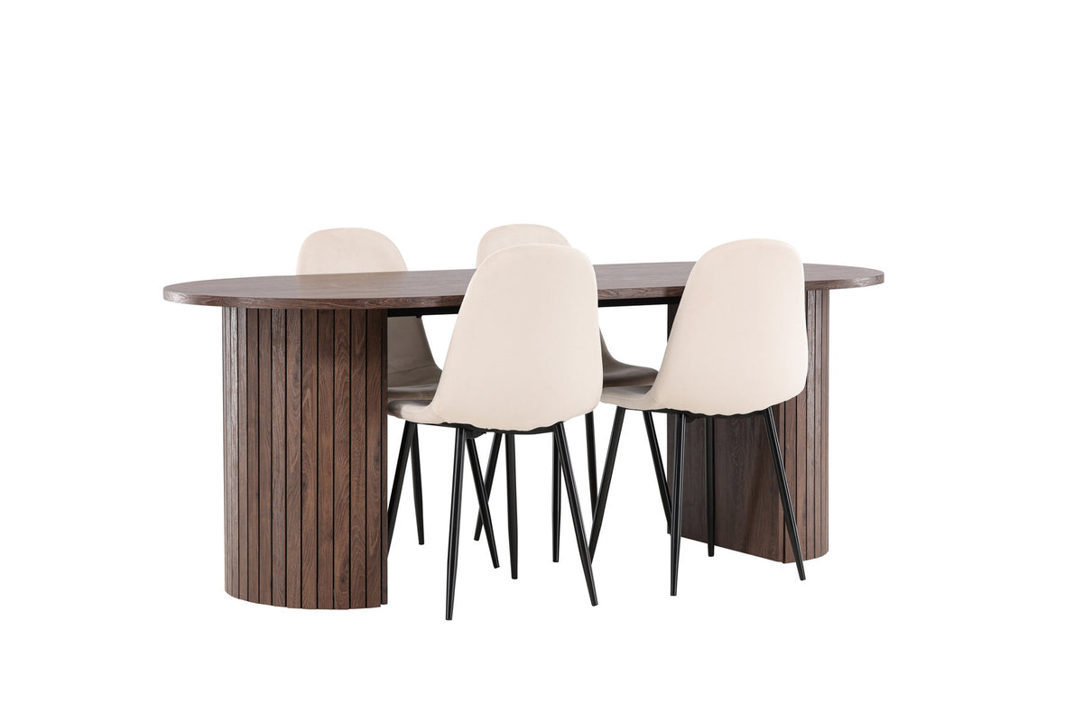 Härön Esstisch mit Polar Stühlen in Beige präsentiert im Onlineshop von KAQTU Design AG. Esszimmerset ist von Venture Home