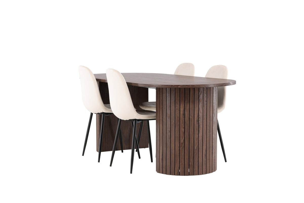 Härön Esstisch mit Polar Stühlen in Beige präsentiert im Onlineshop von KAQTU Design AG. Esszimmerset ist von Venture Home