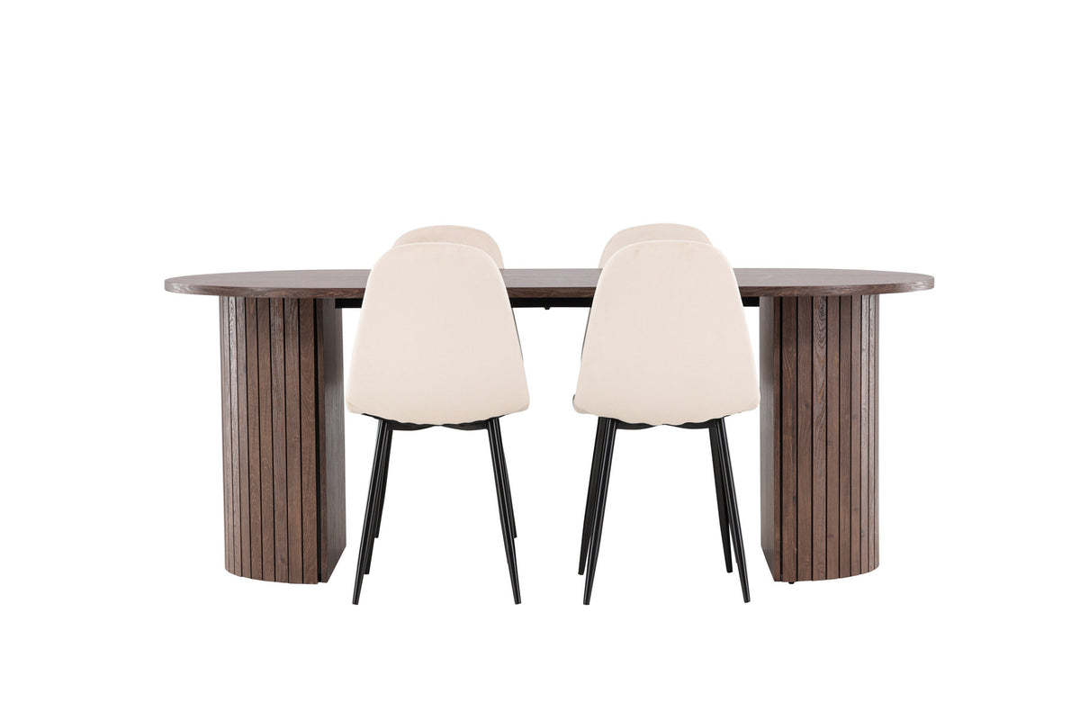 Härön Esstisch mit Polar Stühlen in Beige präsentiert im Onlineshop von KAQTU Design AG. Esszimmerset ist von Venture Home