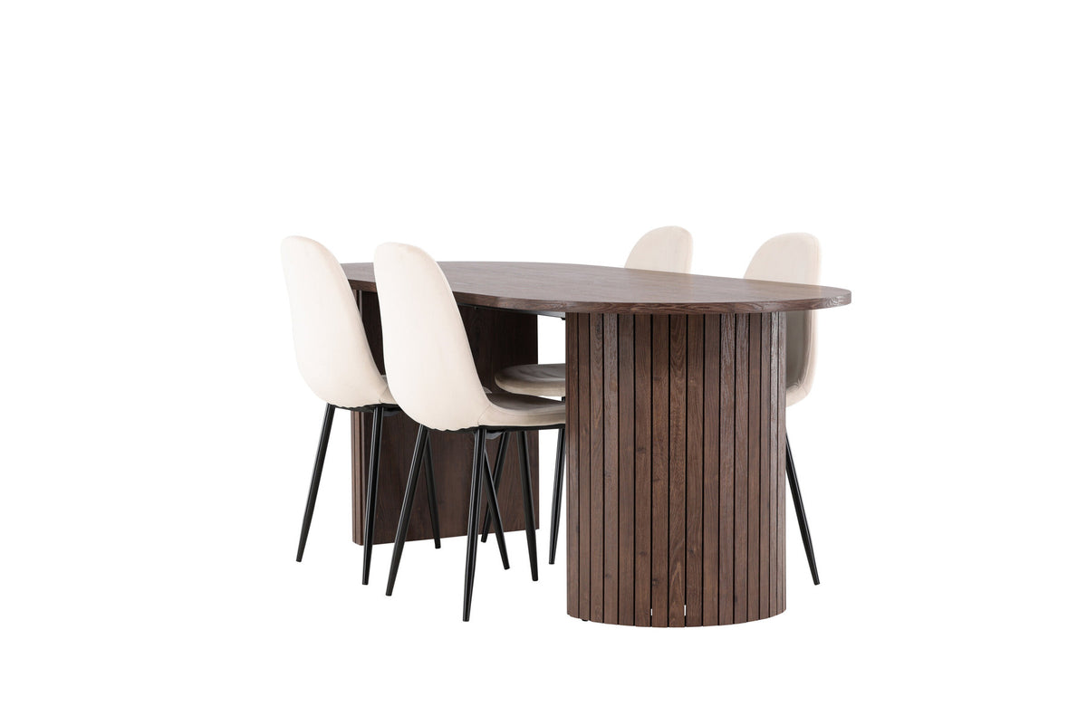 Härön Esstisch mit Polar Stühlen in Beige präsentiert im Onlineshop von KAQTU Design AG. Esszimmerset ist von Venture Home
