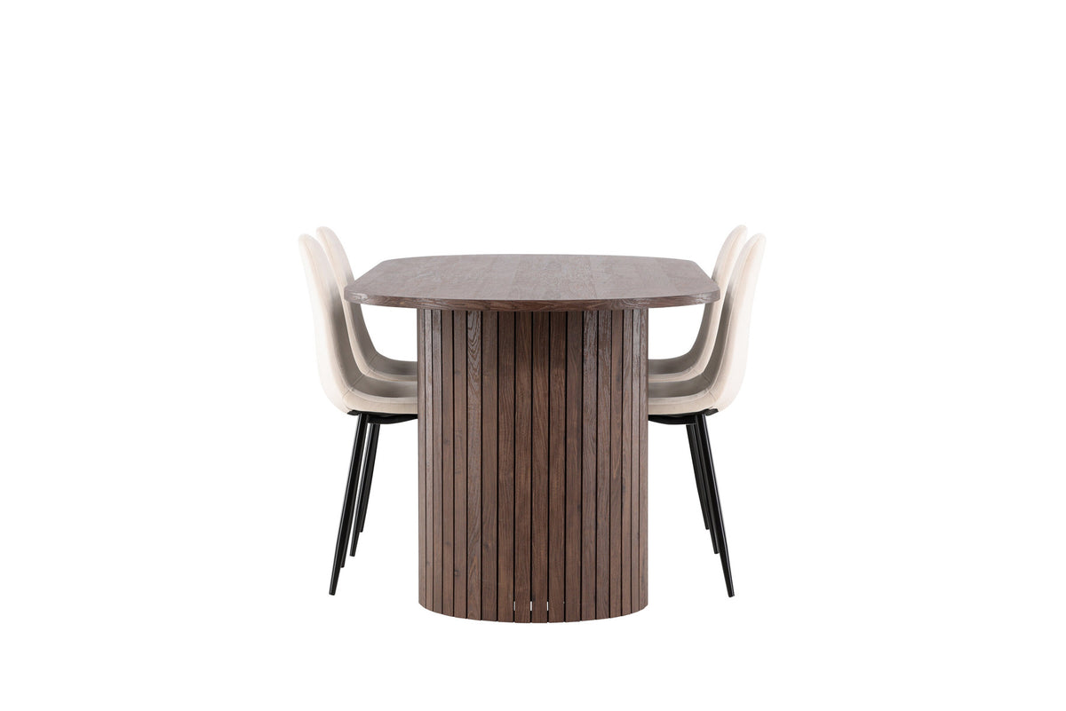 Härön Esstisch mit Polar Stühlen in Beige präsentiert im Onlineshop von KAQTU Design AG. Esszimmerset ist von Venture Home