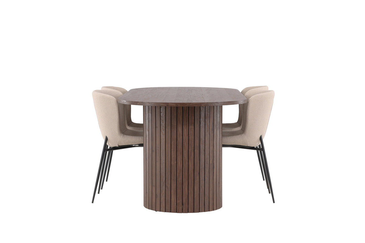 Härön Esstisch mit Modesto Stühlen in Beige präsentiert im Onlineshop von KAQTU Design AG. Esszimmerset ist von Venture Home