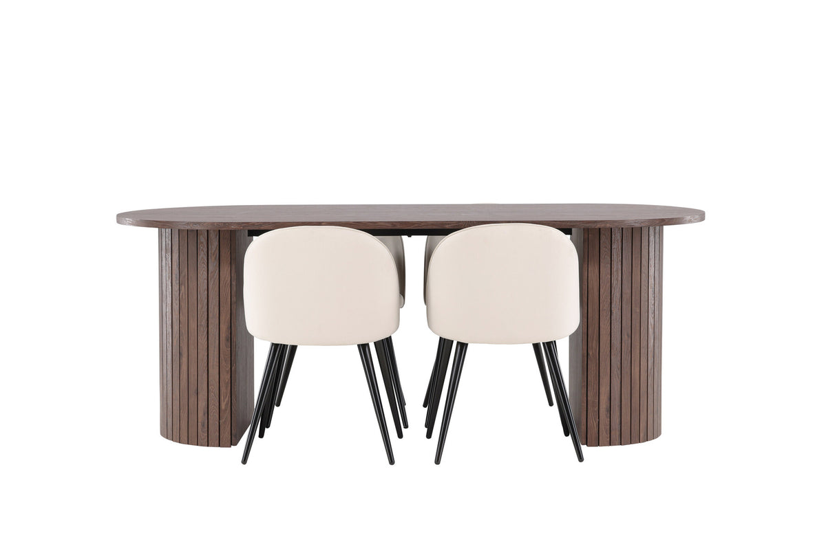 Härön Esstisch mit Velvet Stühlen in Beige präsentiert im Onlineshop von KAQTU Design AG. Esszimmerset ist von Venture Home