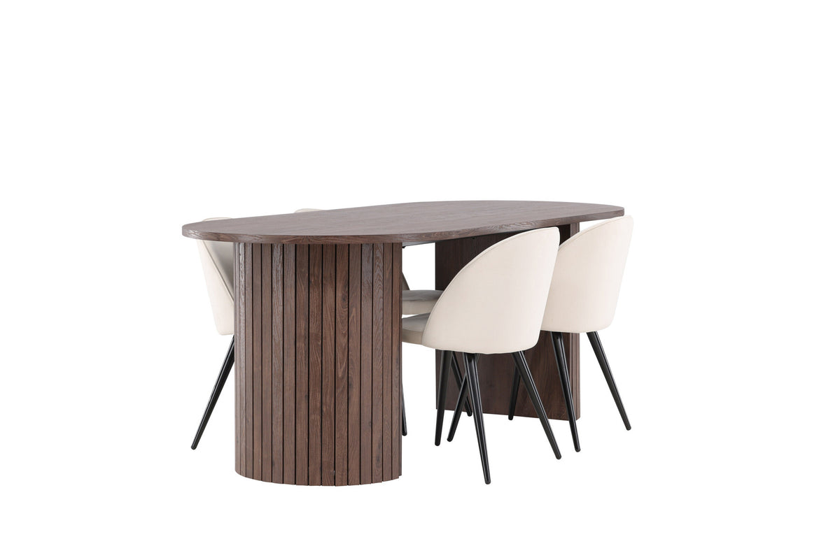 Härön Esstisch mit Velvet Stühlen in Beige präsentiert im Onlineshop von KAQTU Design AG. Esszimmerset ist von Venture Home