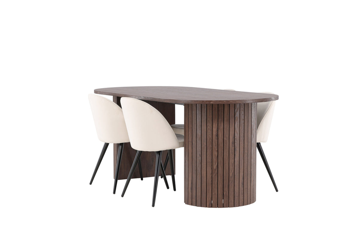 Härön Esstisch mit Velvet Stühlen in Beige präsentiert im Onlineshop von KAQTU Design AG. Esszimmerset ist von Venture Home