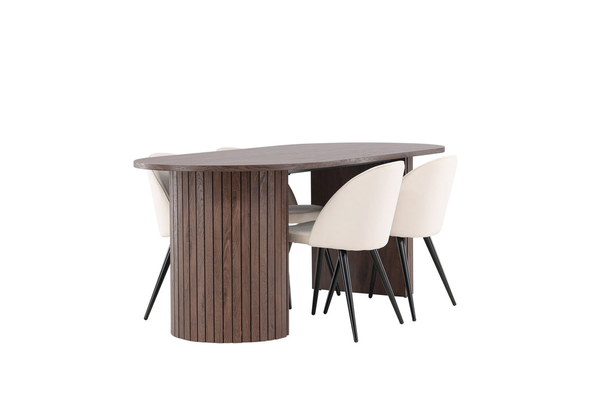 Härön Esstisch mit Velvet Stühlen in Beige präsentiert im Onlineshop von KAQTU Design AG. Esszimmerset ist von Venture Home