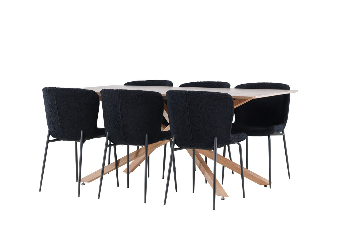 Piazza Esstisch mit Modesto Stühlen in Schwarz präsentiert im Onlineshop von KAQTU Design AG. Esszimmerset ist von Venture Home
