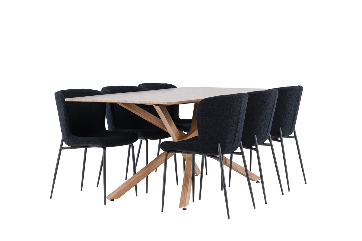 Piazza Esstisch mit Modesto Stühlen in Schwarz präsentiert im Onlineshop von KAQTU Design AG. Esszimmerset ist von Venture Home