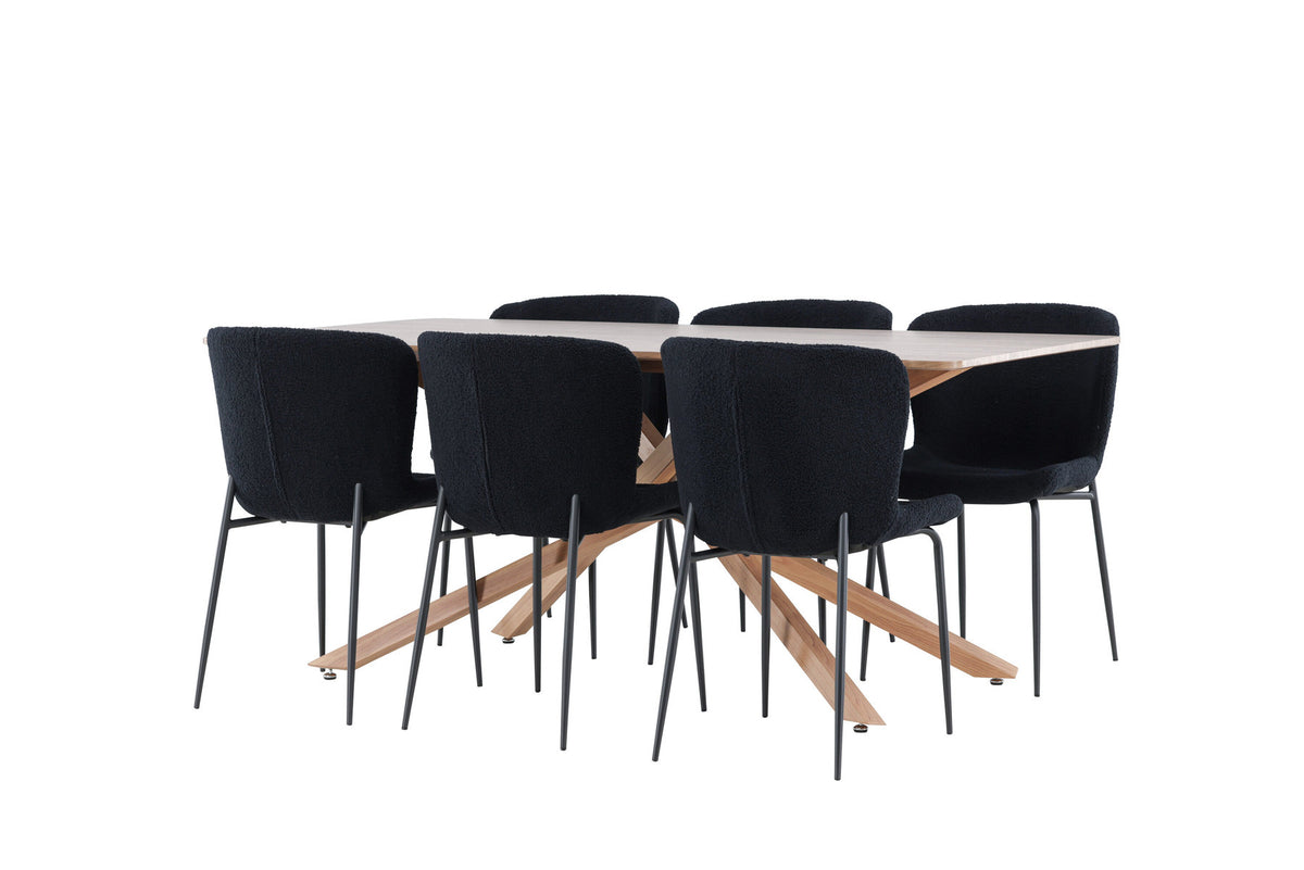 Piazza Esstisch mit Modesto Stühlen in Schwarz präsentiert im Onlineshop von KAQTU Design AG. Esszimmerset ist von Venture Home