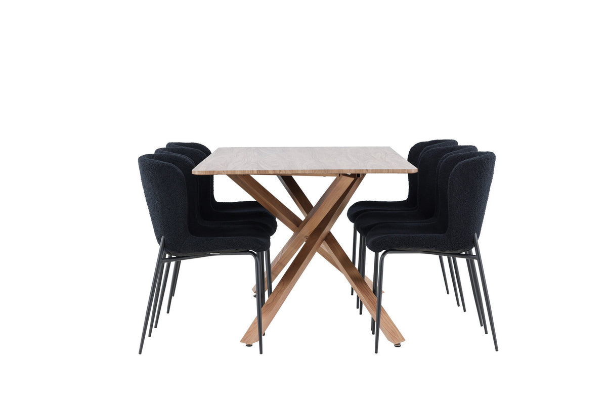 Piazza Esstisch mit Modesto Stühlen in Schwarz präsentiert im Onlineshop von KAQTU Design AG. Esszimmerset ist von Venture Home