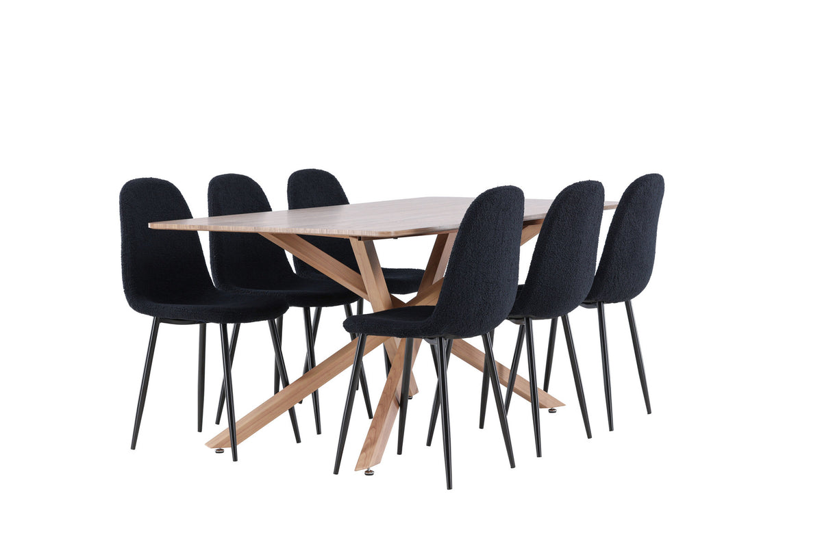 Piazza Esstisch mit Polar Stühlen in Schwarz präsentiert im Onlineshop von KAQTU Design AG. Esszimmerset ist von Venture Home